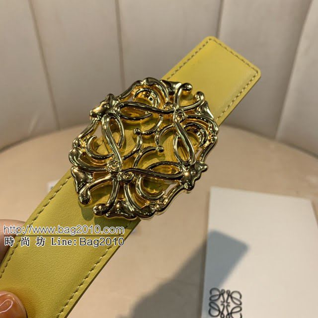 LOEWE女士皮帶 羅意威經典銅扣手掌紋雙面牛皮腰帶  jjp1809